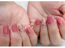 ネイルアンドアイラッシュスタジオ シュシュ(chouchou)/ピンクチェックワンポイント