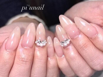 ピウネイル(PI'Unail)の写真/大人かわいい韓国ネイルは当店で♪長さだしで理想の形に！キラキラ上品仕上げ◎ (39文字)