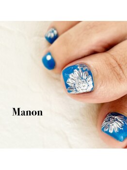 ミラーでひまわりネイル