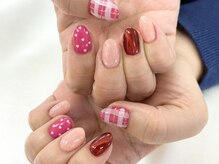 ディーネイル 池袋(D-nail)/【森】ハート×チェックネイル