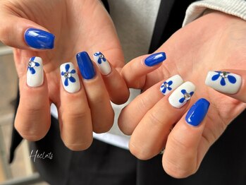 エクラス 銀座(Heclats)/手描きネイル/ブルーネイル