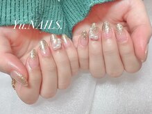 ユーネイルズ 恵比寿(Yu.NAILS.)/冬ラメグラデーション◎パール