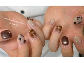 秋冬ネイル・花柄・チェックマグ