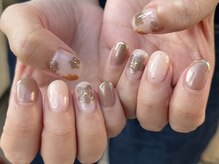 ハズグラスネイル(Haze Grass nail)/ぷくぷくフラワーネイル