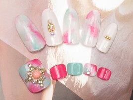 セットネイル・タイダイ