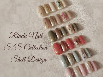リンドゥネイル 上小田井店(Rindu Nail)/春夏シェル&グリッターネイル♪