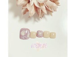 線画フラワーアートネイル☆