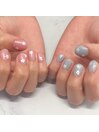 お呼ばれ　ピンク　水色　花ホロ