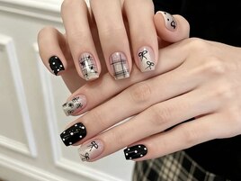 クロムネイル　リボン　チェック