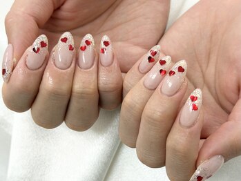 ディーネイル 池袋(D-nail)/【森】キラキラ ハートネイル
