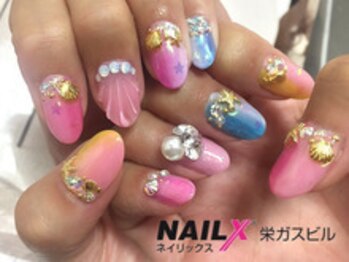 ネイリックス 栄ガスビル(NAILX)/縦グラ♪タイダイ塗りかけネイル