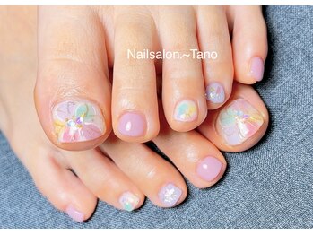 ネイルサロン タノ(Tano)/カラフルお花フットネイル