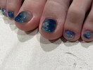 ネイビーニュアンスフットネイル
