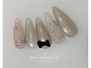 花柄 転写ネイル リボンパーツ