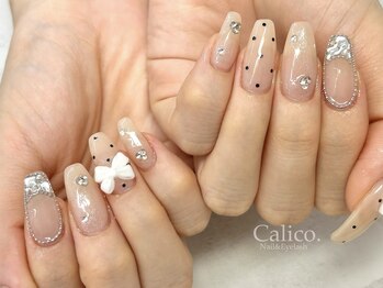 キャリコ(calico)/【ジェル】ドット×リボン