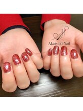 アカツキネイル(Akatsuki Nail)/赤　キラキラ