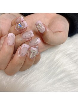 ネイルミュウ(Nail miu)/#フレンチ×リボン