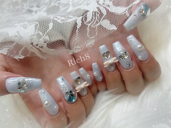 ネイルアンドまつげエクステ リッチエイト 原宿店(Rich8)/スカルプ★水色韓国ネイル
