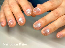 ショートネイル/シルバーネイル