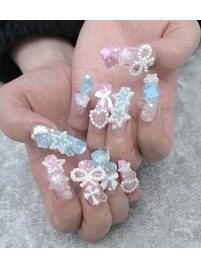 クリア×アシンメトリーネイル