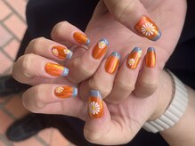 サロン アクセシブル(salon ACCESSIBLE)/オレンジミラーネイル