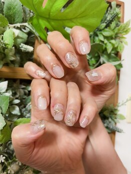苺ネイル/ミラーフラワー