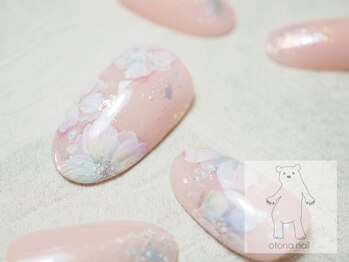 オトナネイル(otona nail)/オーロラシフォンフラワーネイル