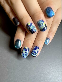 ゴッホ/絵画ネイル/手描き