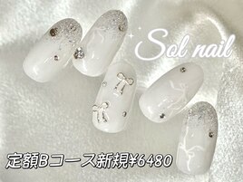 定額オフホワイトリボンネイル
