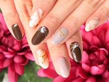 クリスタルネイル ボンベルタ橘店(CRYSTAL NAIL)/大理石×ブラウン