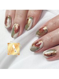 おしゃれ秋ラメネイル