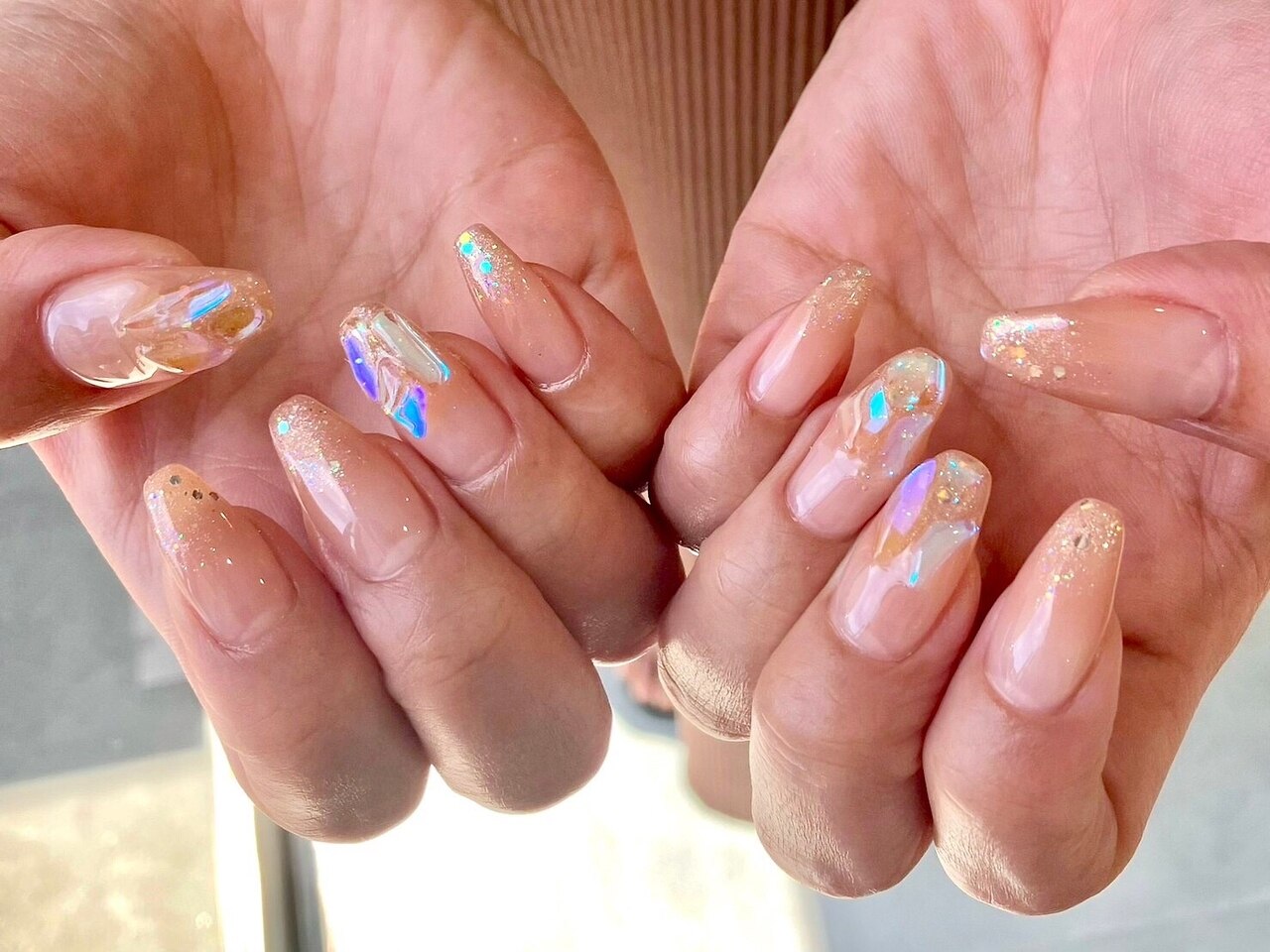 ☆A-497☆ネイルチップ オーロラの水彩ニュアンスネイル