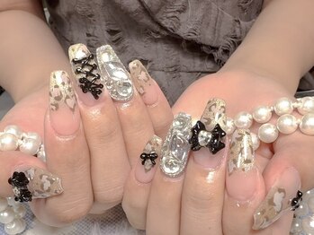 モアネイル 新宿/豹柄ネイル/持ち込み/新宿