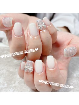 フォルトゥーナ 神田(Fortuna)/ツイードネイルリボンデザイン