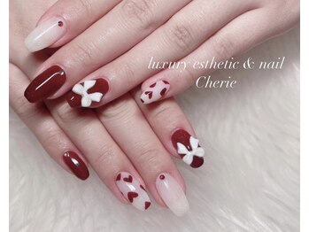 シェリエ(Cherie)/紅白/ハート×リボン