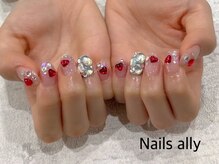 ネイルズアリー 立川店(Nails ally)/ストーン×ビジュー×ハート×秋