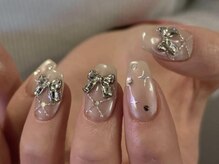 ジェミーネイル エビス(Jemiy nail ebisu)/パールミラーシルバーリボン