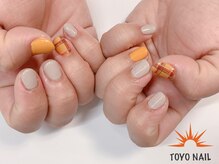 トヨネイル(TOYO NAIL)/グレー×イエローチェック☆