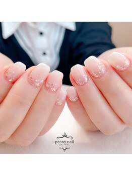 ピオニーネイル(peony nail)/ホログラム＆白グラ