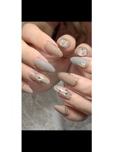 レディグリッター(Lady glitter)/マット×大理石ネイル