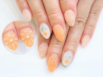 ネイルコレクション ピンク(Nail Collection Pink)/ジェル定額￥8990★クリア３Ｄ花