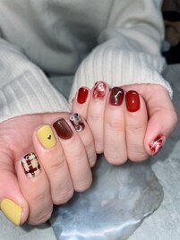 紅茶ラテネイルアシメワンカラー
