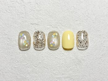 ピース(PEACE)/イエローネイル/ホロネイル/花　