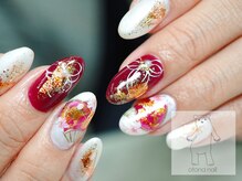 オトナネイル(otona nail)/金箔入り桜扇和柄ネイル