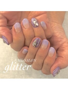 ネイルサロン グリッター(NAIL SALON glitter)/紫マグネットネイル