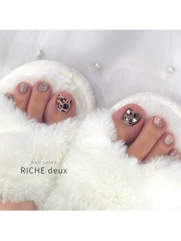 リッシュ ドゥ(RICHE deux)/ギラギラレオパードフットネイル