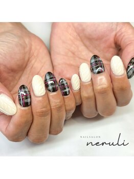 ネルリ(neruli)/plaid × knit nail
