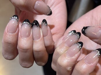 オーシャンネイル 新宿店(Ocean nail)/黒フレンチネイル