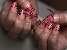【Y2K】エアブラシゼブラネイル