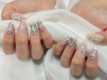 プティ アイビューティ 京橋店(peTiT eyebeauty)/リボンネイル 蝶 韓国ネイル